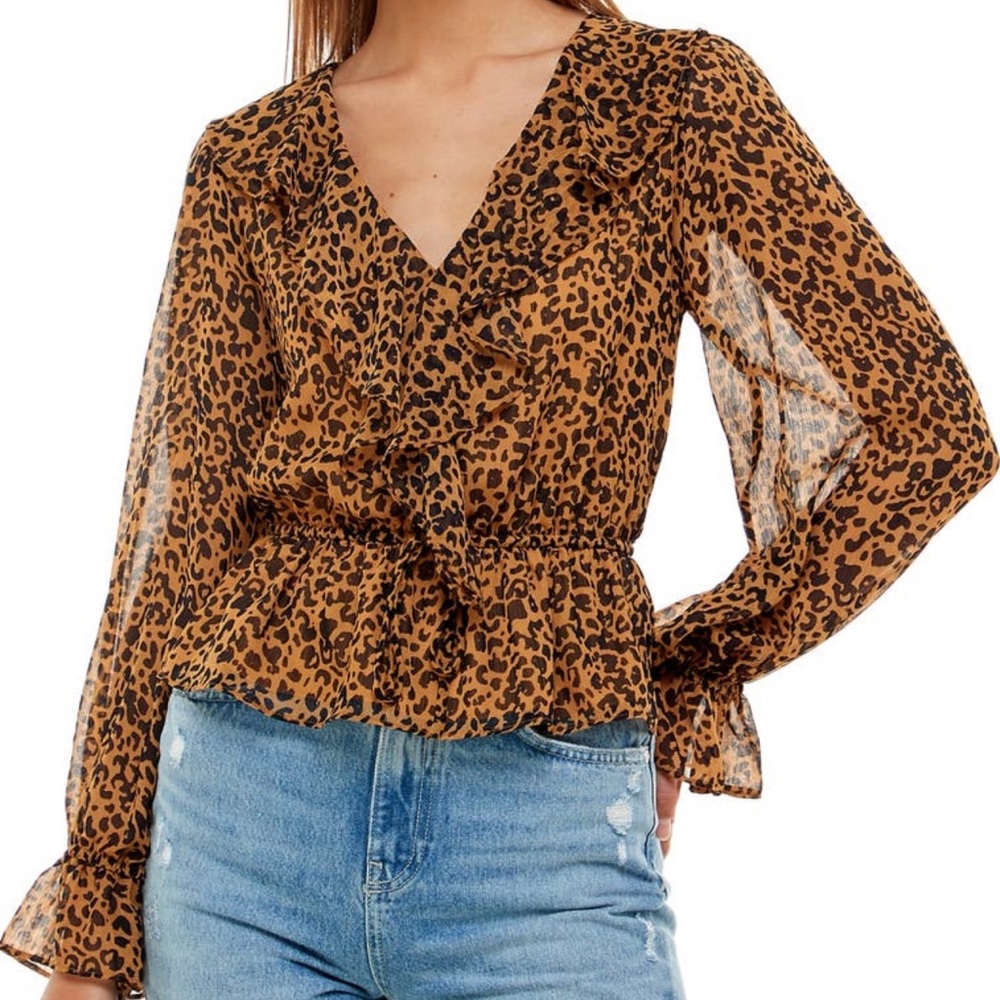 WAYF fairport ruffle v neck blouse 318